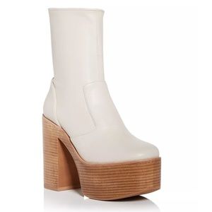 Jeffrey Campbell MEXIQUE-2 Platform Sock Block Heel Ankle Retro Booties ICE